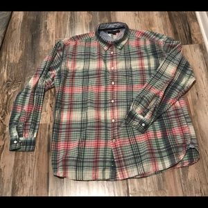 Tommy Hilfiger Green Pink Plaid L/S Shirt XL